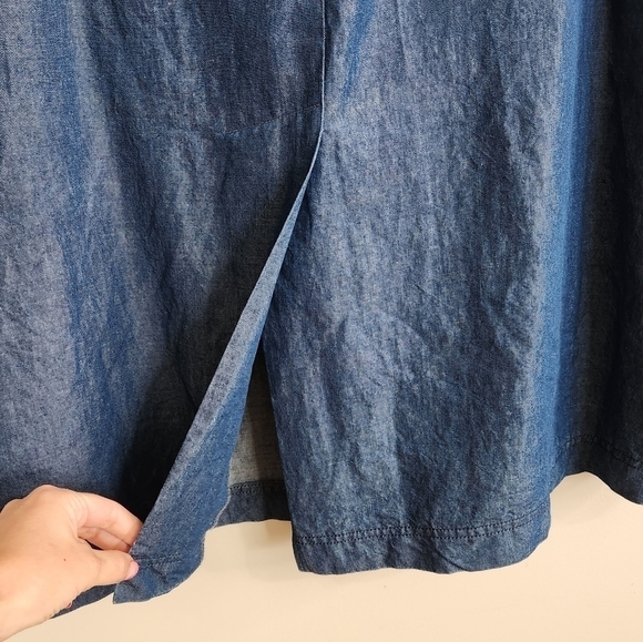 Vintage "Lily Custom Tailor" Chambray Denim Coastal Cowgirl Flare Skirt Size 29 - Picture 7 of 12